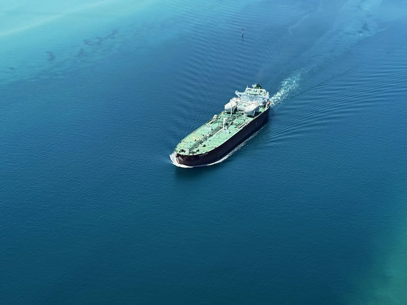 Aerial view of a vessel at sea